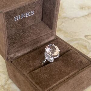 6.26 Carat Exquisite Natural Moganite and Diamond 14K Solid White Gold Ring
